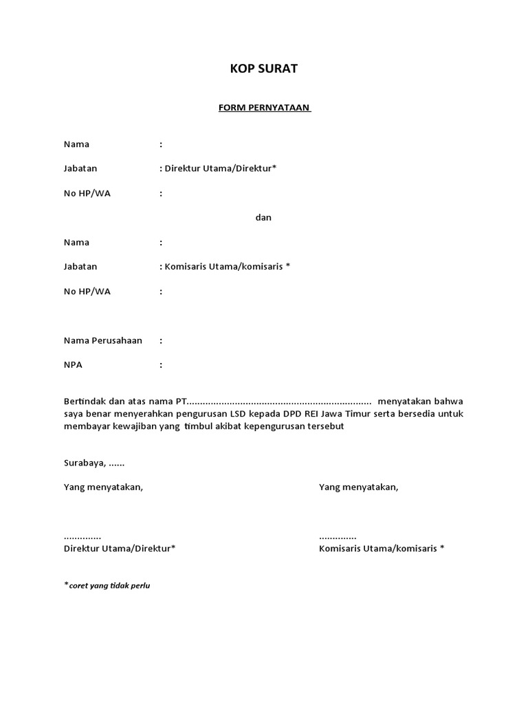 Form Pernyataan-LSD Fix1 | PDF