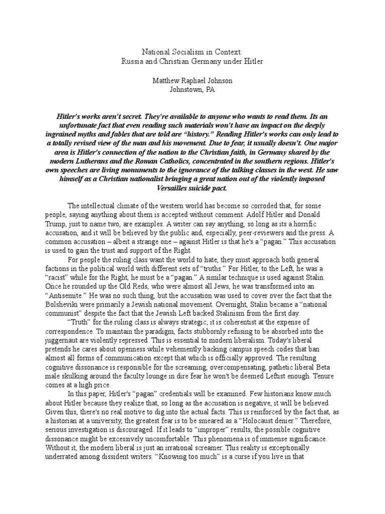 Hitler's Christian Nationalism Explored | PDF | Nationalism | Adolf Hitler
