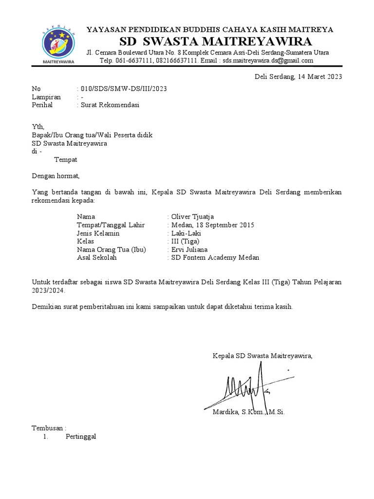 Surat Rekomendasi | PDF