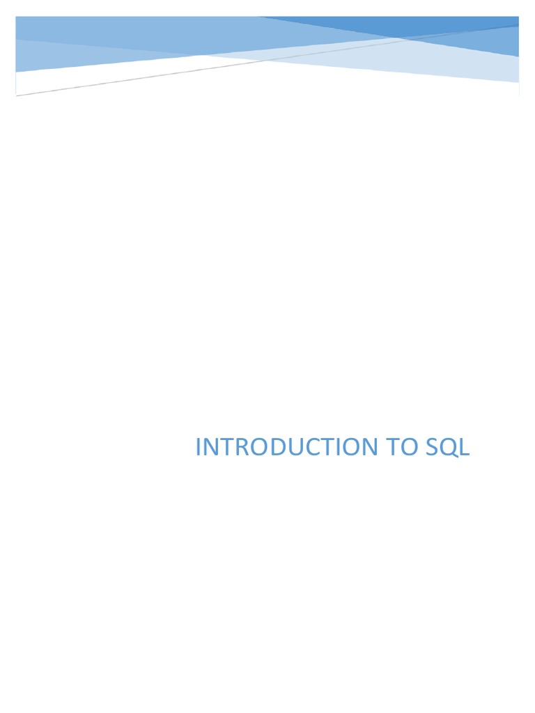 Introduction To Sql Pdf