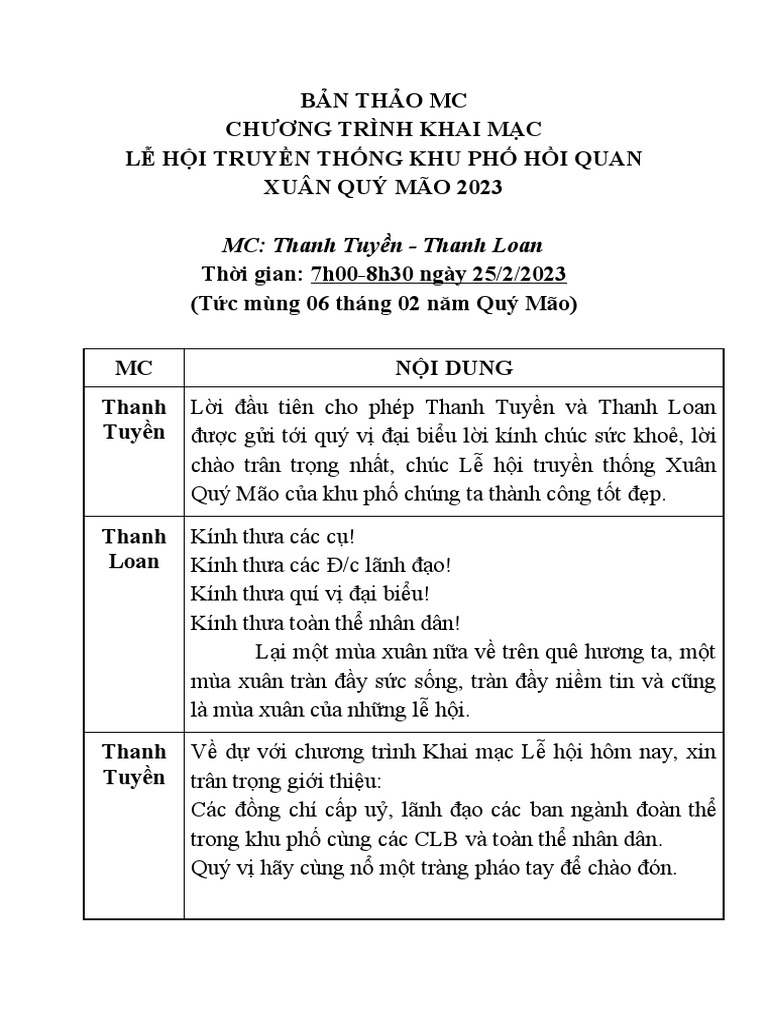 DIỄN VĂN KHAI MẠC LỄ HỘI ĐÌNH LÀNG TRUYỀN THỐNG