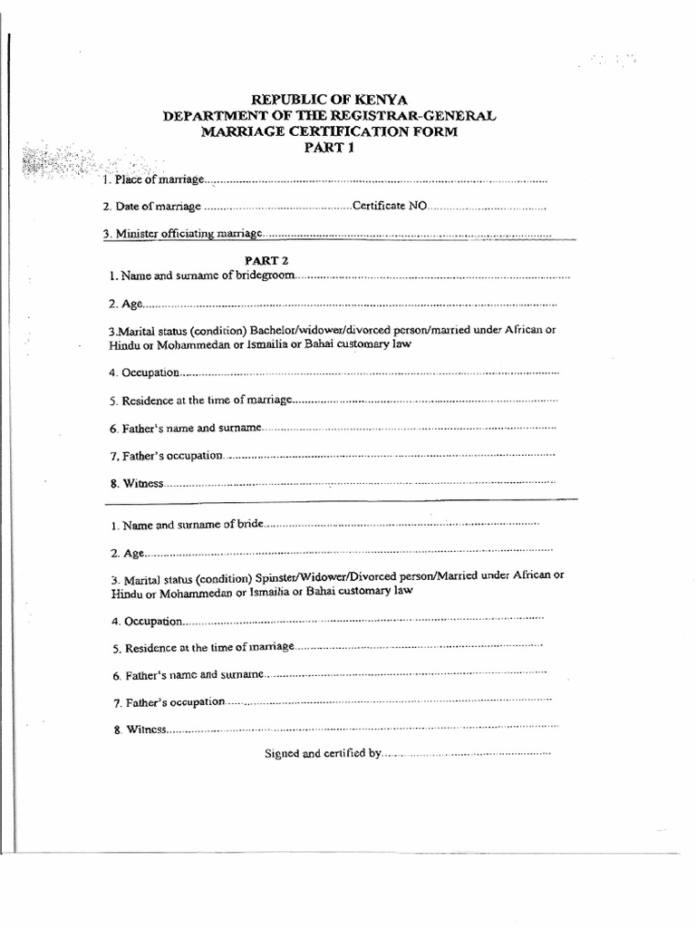 Marriage Certification Form PDF