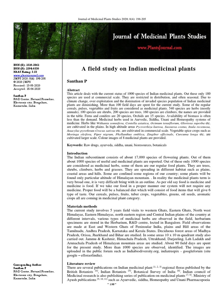 8-3-30-508 Indian Med Plant Paper | PDF | Ayurveda | Medicinal Herbs ...