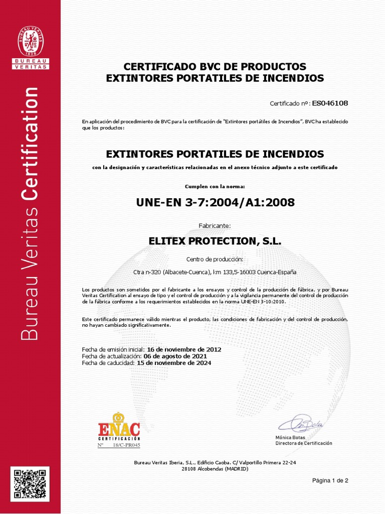 Certificación de Extintores Elitex | PDF