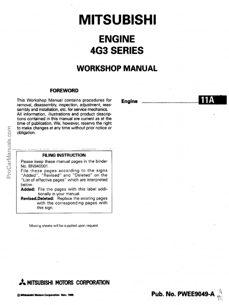 ENGINE WORKSHOP MANUAL 4G6 E W visual data 2