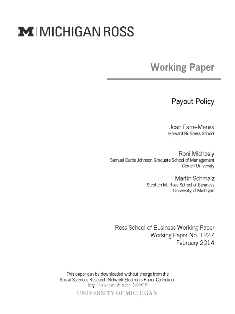 Trends in Corporate Payout Policy | PDF | Share Repurchase | Dividend