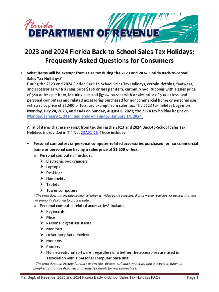 tax free florida 2023 back to school