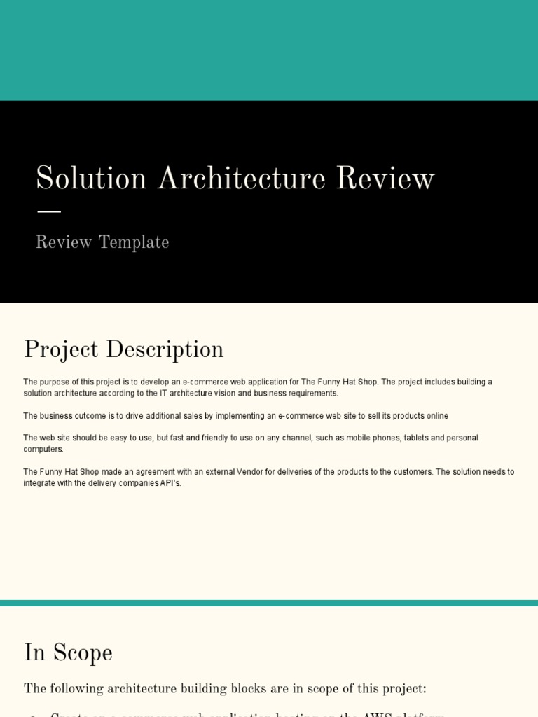 Solution Architecture Review - Sample | PDF | Databases | Amazon Web ...