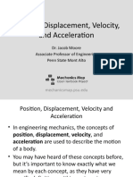 Position, Displacement, Velocity, and Acceleration