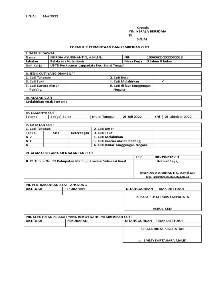 Format Cuti ASN | PDF