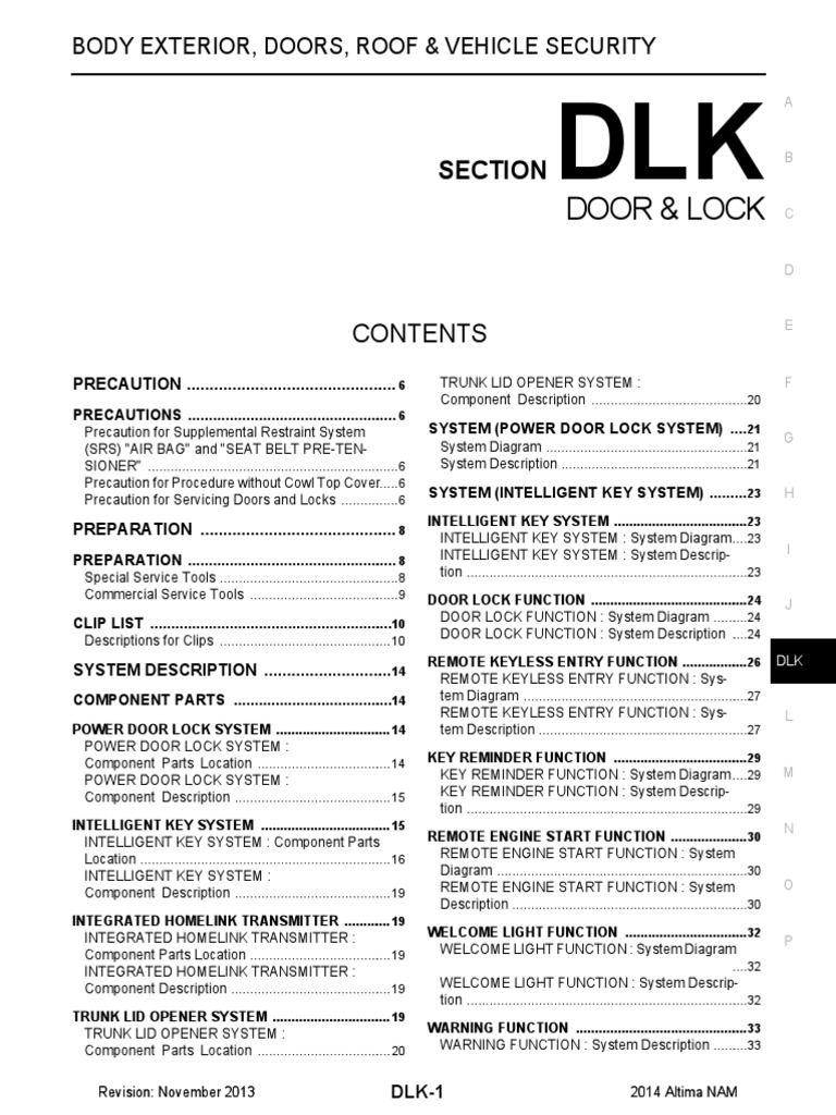Door & Lock (Section DLK) | PDF | Airbag | Trunk (Car)