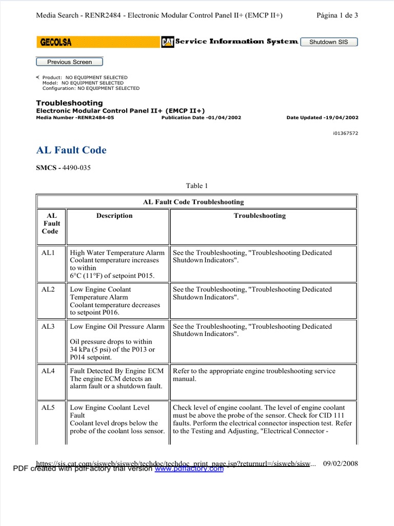 EMCP II+ AL Fault Code Guide | PDF | Electric Generator | Transformer