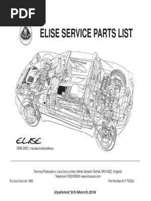 Lotus Elise Service Parts List | PDF | Trunk (Car) | Motor Vehicle