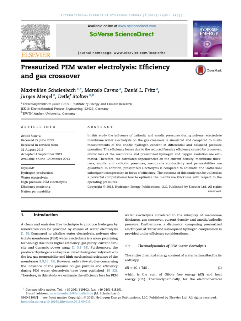 Eff and Power of PEM Electrolyser | PDF | Diffusion | Hydrogen