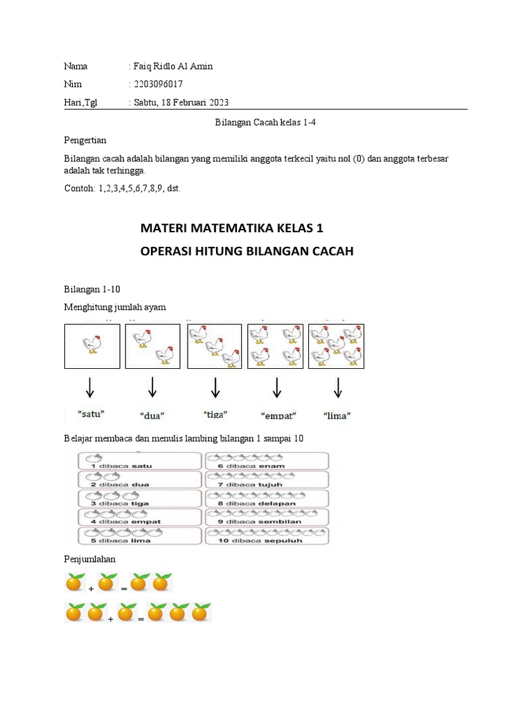 Operasi Hitung Bilangan Cacah Kelas 1-4 | PDF
