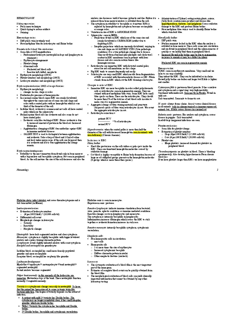 Hematology Pdf White Blood Cell Red Blood Cell