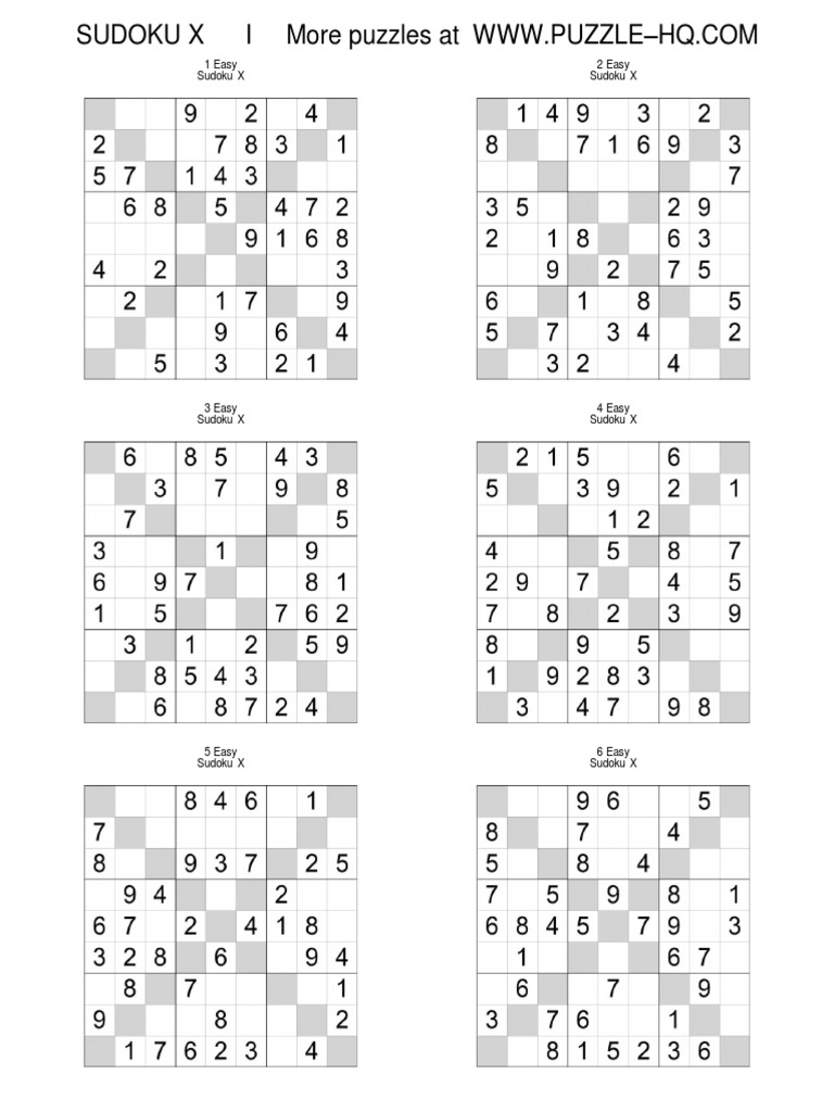 Sudoku x pdf games activities