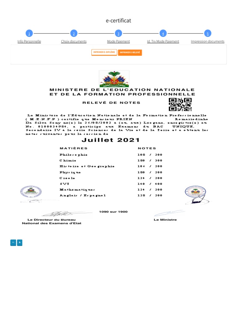 Vérification en ligne du diplôme MENFP | PDF