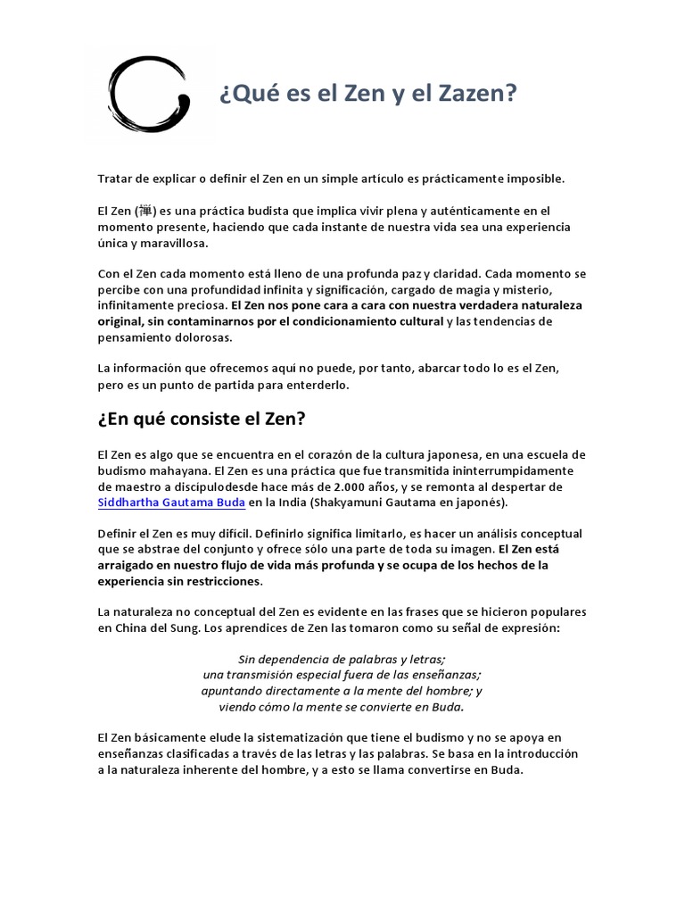 Introducción al Zen y Zazen | PDF