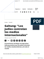 Galtung: "Los Judíos Controlan Los Medios Internacionales" - RT