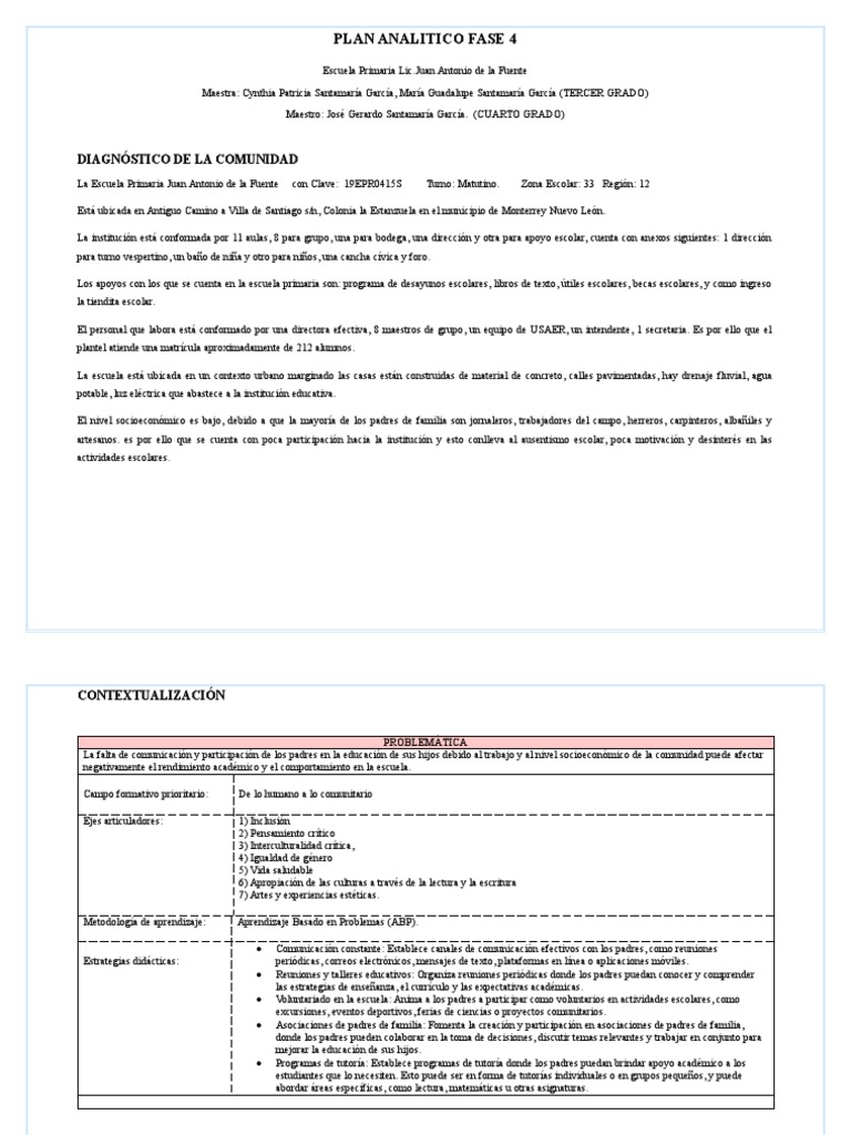 Plan Analitico | PDF | Educación primaria | Aprendizaje