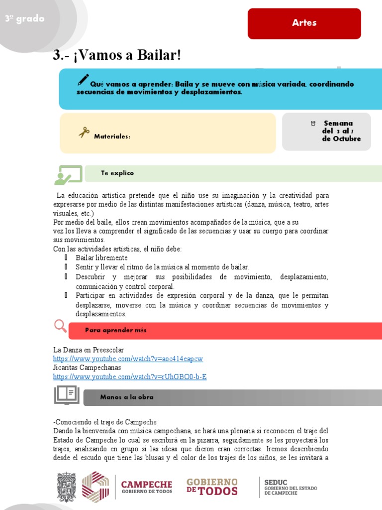 Preescolar: 3.-¡Vamos A Bailar! | PDF | Bailes | Educación de la ...