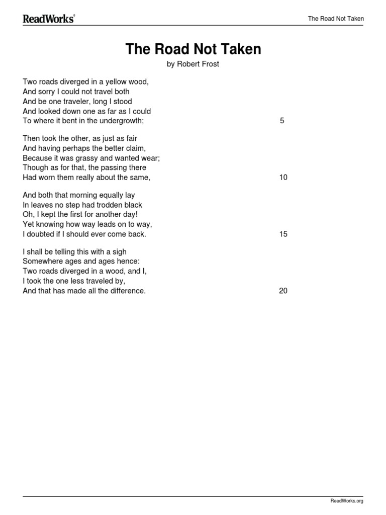 The Road Not Taken - Passage Based Questions | PDF