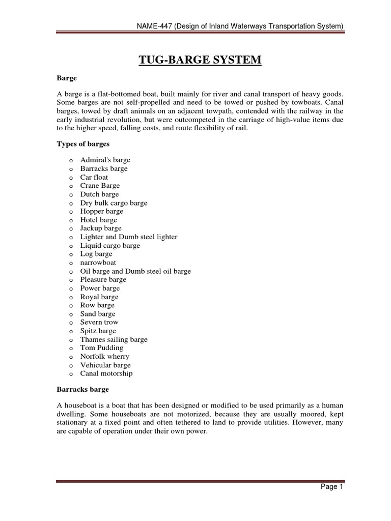 THE BARGE GUIDE DIFFERENT TYPES AND FUNCTIONS visual data 7