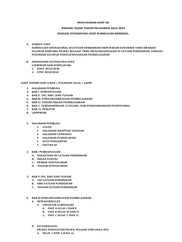 Penyusunan KOSP Kurikulum Merdeka SD | PDF | Karier & Perkembangan