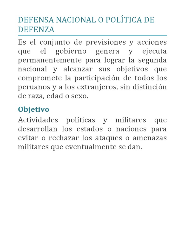 Defensa Nacional o Política de Defenza PDF