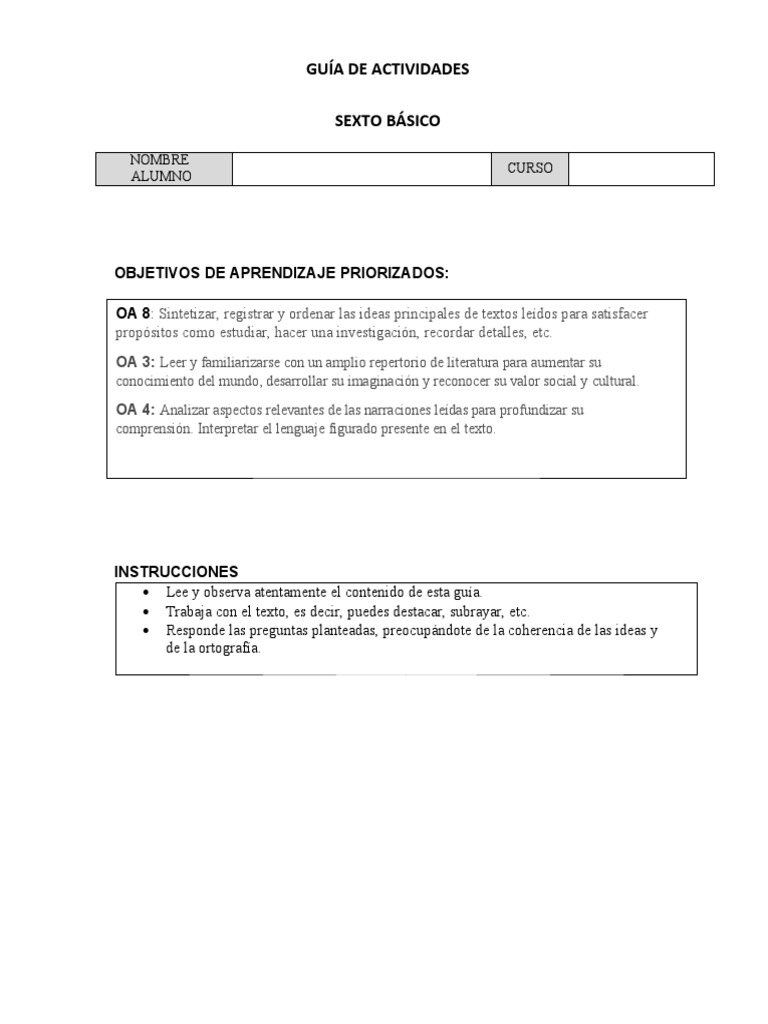 Guia Sexto Basico | PDF
