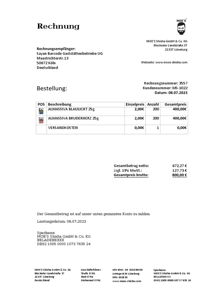 Rechnungsnummer 3557 | PDF