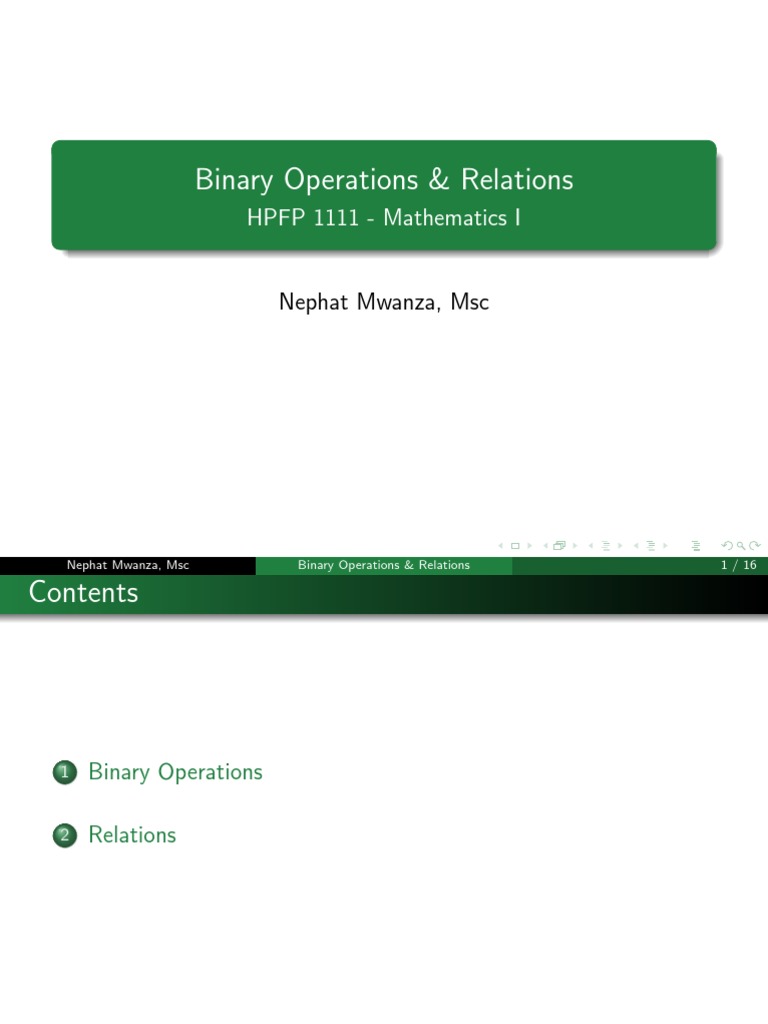 Binary Operations and Relations | PDF | Function (Mathematics) | Set ...