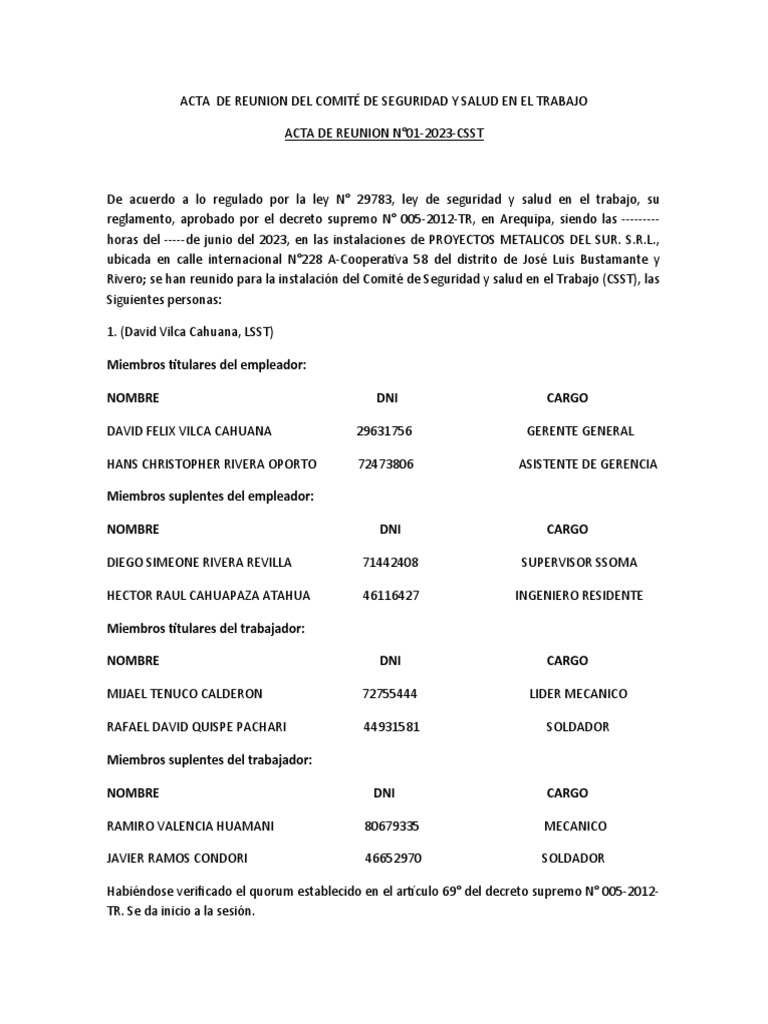Acta de Instalación del CSST 2023 | PDF | Gobierno