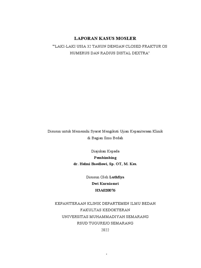 Fraktur Tertutup Humerus dan Radius Dextra | PDF