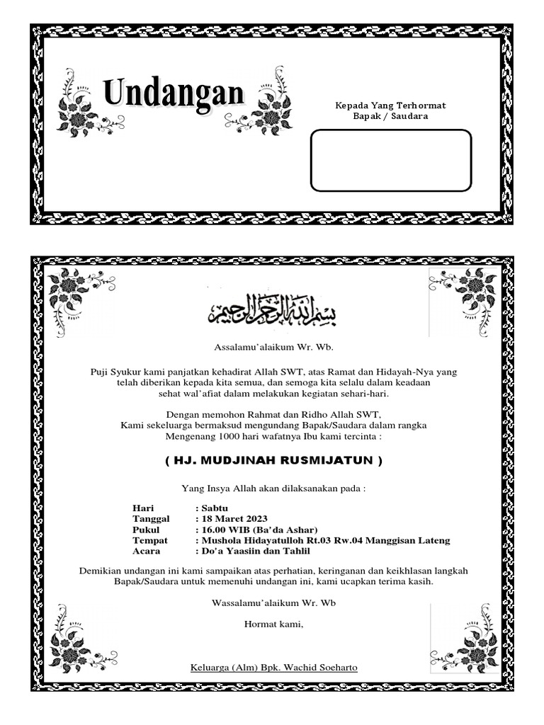 Undangan Tahlil | PDF