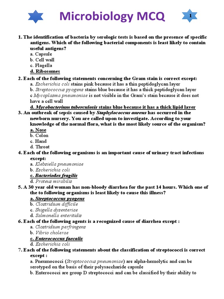 Microbiology MCQ Review Questions | PDF | Dna | Bacteria