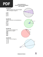 Lista de Exercícios - Círculo e Circunferência
