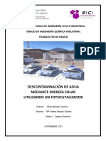 Descontaminacion de Agua Mediante Energia Solar Utilizando Un Fotocatalizador