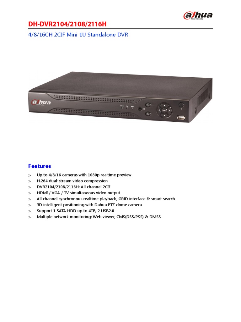 DVR2116H | PDF | Video | Port (Computer Networking)