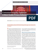 Contextual Integrity, Explained: A More Usable Privacy Definition