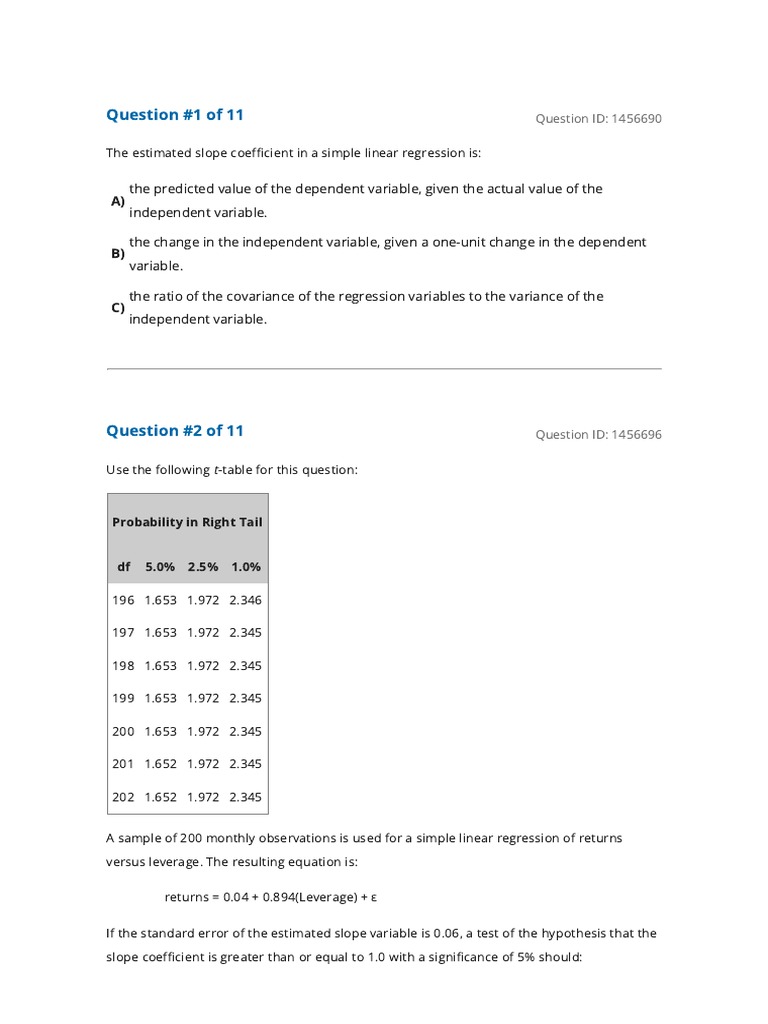 Reading 7 Introduction To Linear Regression | PDF | Errors And ...