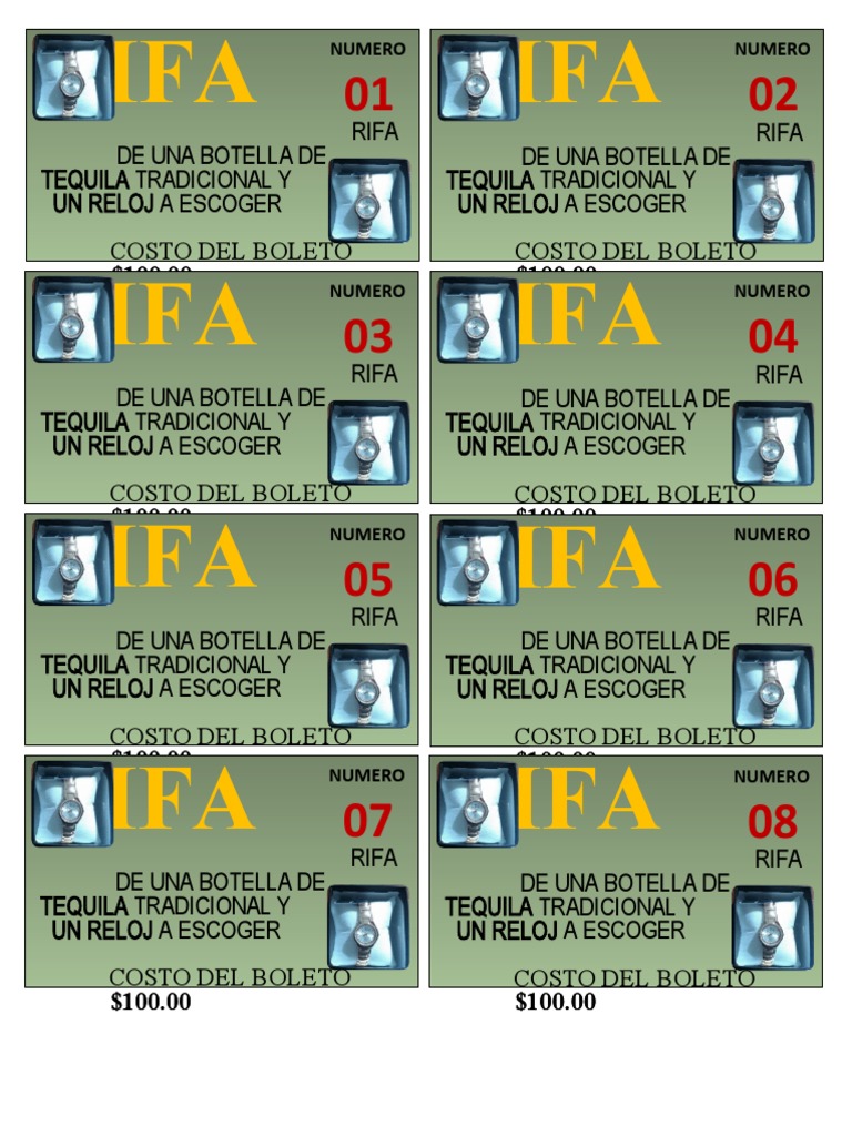 Rifa: Tequila y Reloj por $100 | PDF