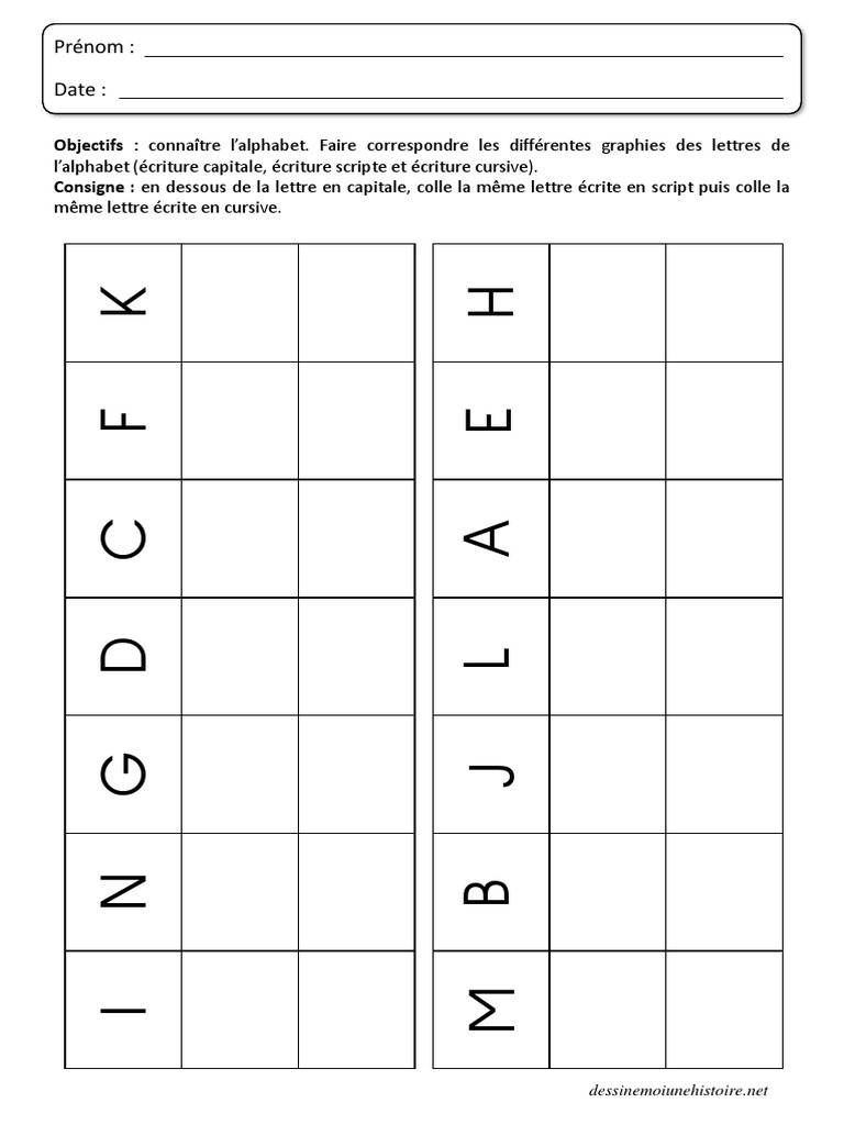 Associer Lettres Capitales Scriptes Cursives Desordre | PDF