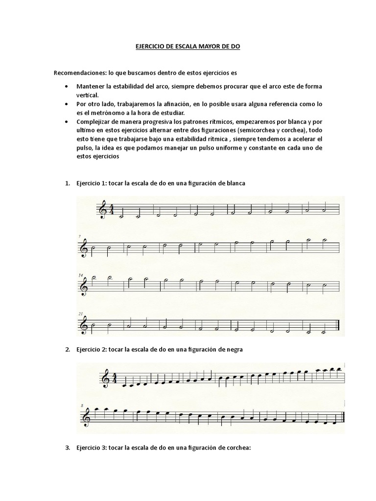Ejercicios de Escala Mayor de Do | PDF | Métodos y materiales de enseñanza