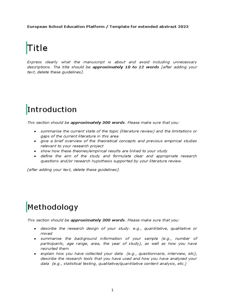 Extended Abstract Template for Education 2023 | PDF | Qualitative ...