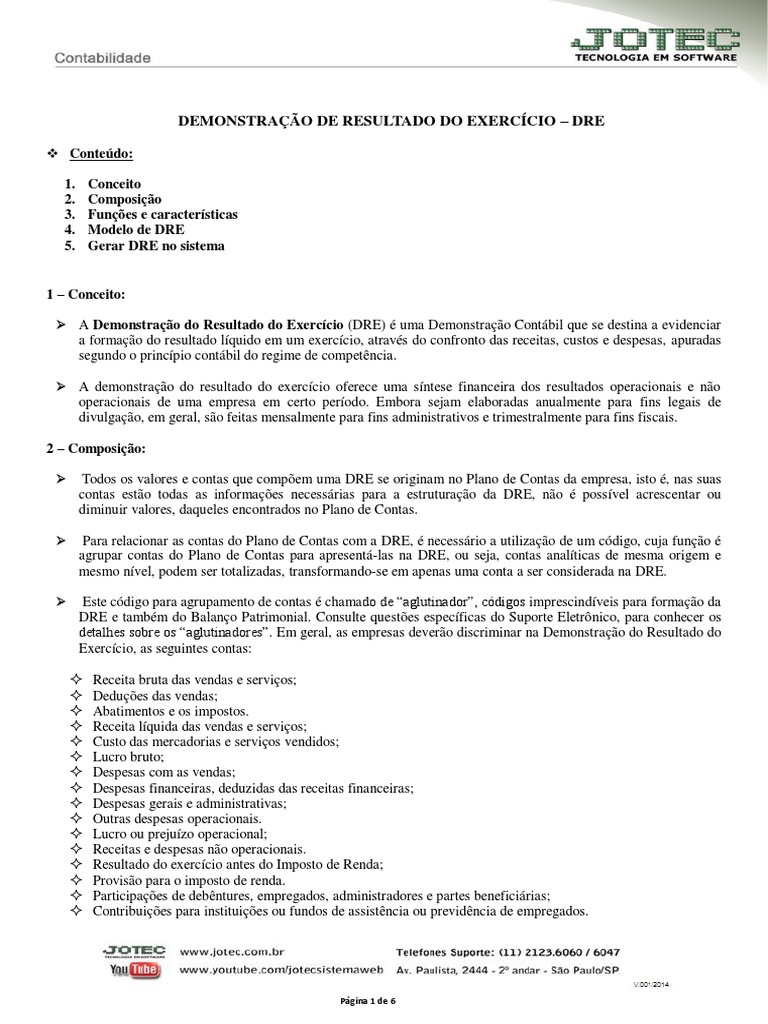 Demonstração de Resultado Do Exercício - Dre | PDF | Declaração de ...