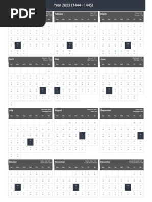 Monthly Islamic Calendar