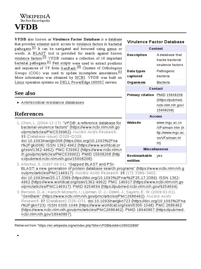 VFDB | PDF | Mathematical And Theoretical Biology | Information Science