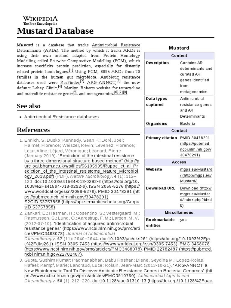 Mustard Database PDF Medicine Biotechnology